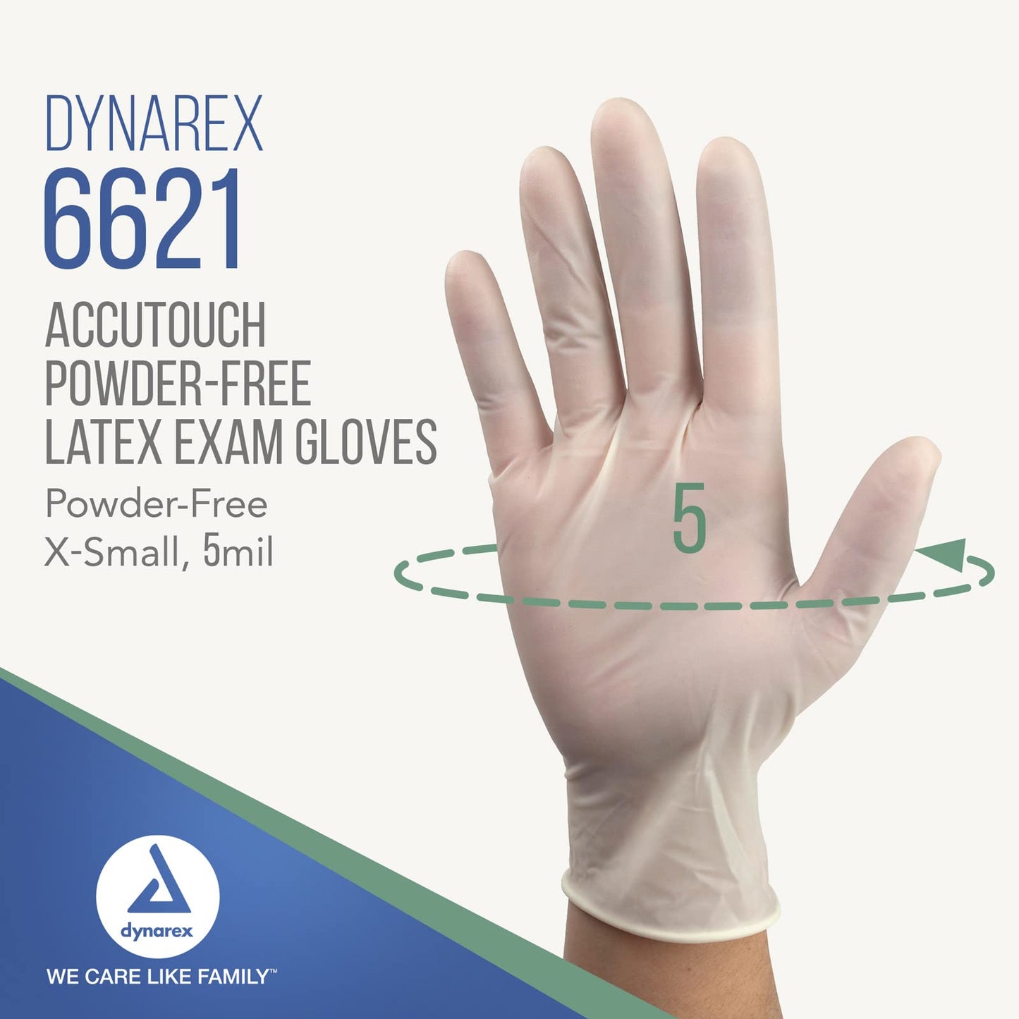 Dynarex AccuTouch Disposable Latex Exam Gloves, Powder-Free, For Sensitive Hands with Textured Palms, Bisque, Extra-Small, 1 Box of 100