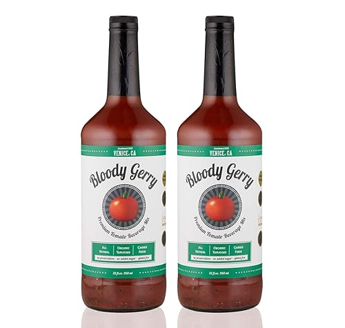 Bloody Gerry Bloody Mary Mix Double Pack 2 x 32 oz, All-Natural Premium Bloody Mary, Michelada Mixer, Gluten- Free, Organic Tomatoes, Real Lemon