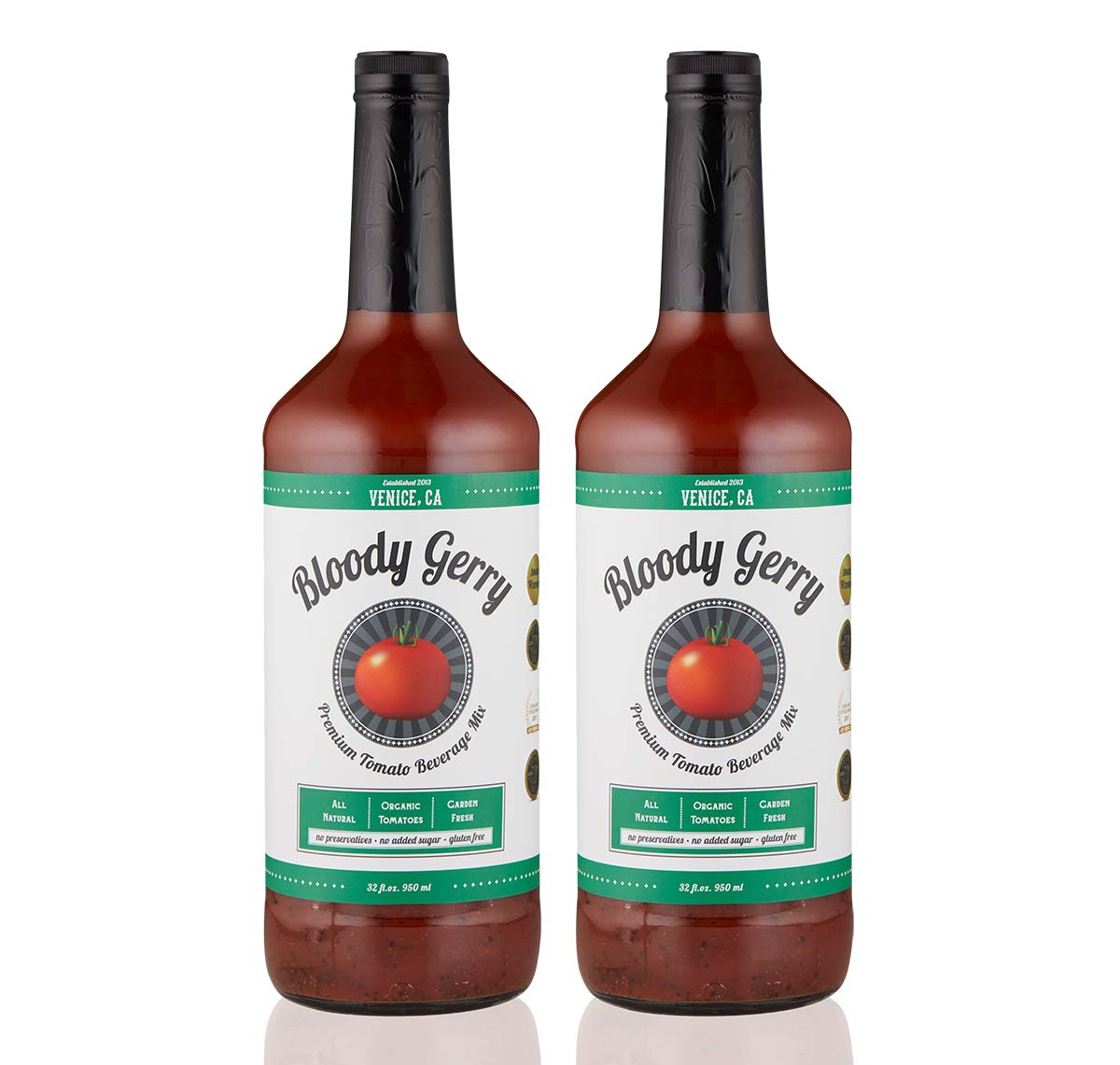 Bloody Gerry Bloody Mary Mix Double Pack 2 x 32 oz, All-Natural Premium Bloody Mary, Michelada Mixer, Gluten- Free, Organic Tomatoes, Real Lemon