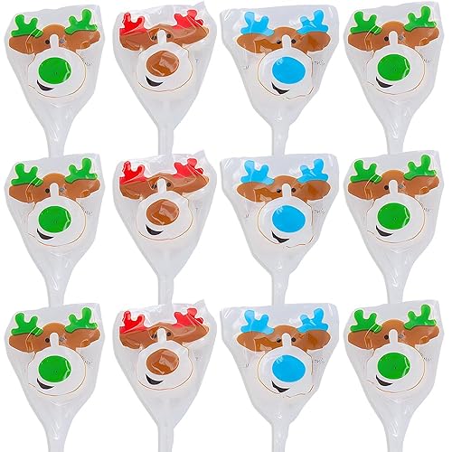 Fun Express - Reindeer Character Suckers for Christmas - Edibles - 12 Pieces