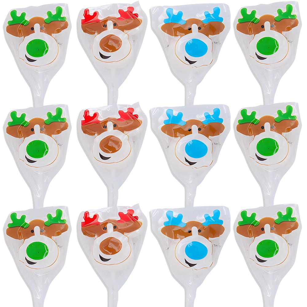 Fun Express - Reindeer Character Suckers for Christmas - Edibles - 12 Pieces