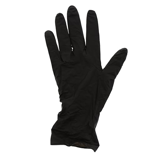 AmerCareRoyal Black Widow Nitrile Latex Free Disposable Gloves - Powder-Free, Exam Grade Gloves with Textured Grip - Small, Black, Case of 1000
