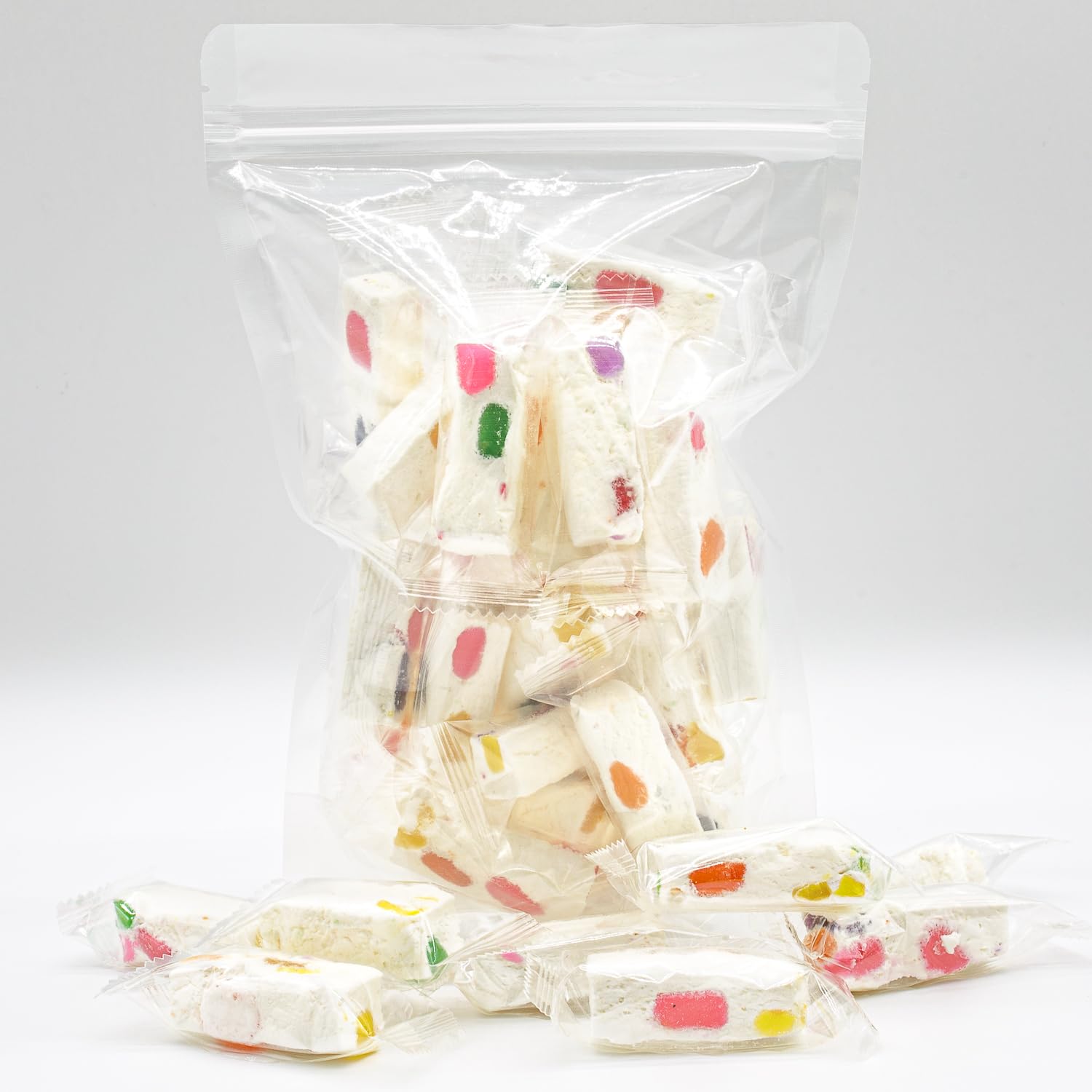 JUJUBE NOUGAT Candy Tropical 1 lb - with Jelly Fruit Pieces, No Trans Fats, No Additives, Gluten Free, Individually Wrapped, Bulk Soft Candies in