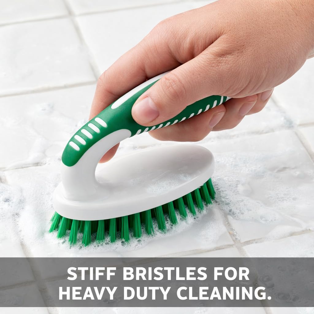LIBMAN Small Scrub Brush - Heavy Duty Scrub Brush with Strong Stiff Bristles - 3 Pk Durable Cleaning Brushes for Cleaning Bathroom, Kitchen, Floor