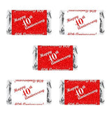40th Anniversary Miniatures Candy Bar Wrapper, (Set of 60) Mini Candy Chocolate Bar Stickers; Red and White, Candy Not Included. Made in USA