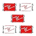 40th Anniversary Miniatures Candy Bar Wrapper, (Set of 60) Mini Candy Chocolate Bar Stickers; Red and White, Candy Not Included. Made in USA