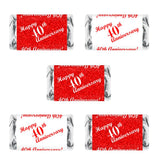 40th Anniversary Miniatures Candy Bar Wrapper, (Set of 60) Mini Candy Chocolate Bar Stickers; Red and White, Candy Not Included. Made in USA