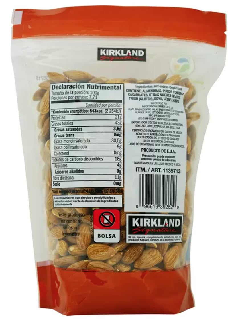 Kirkland Signature Organic Almonds, 1.7 Pounds