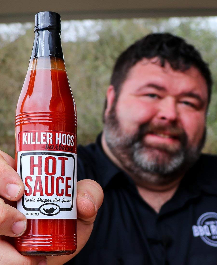 Killer Hogs Hot Sauce, Spicy Championship Grill and BBQ Condiment, Aged Red Peppers, Tangy Vinegar, and Garlic, 6 oz Bottle