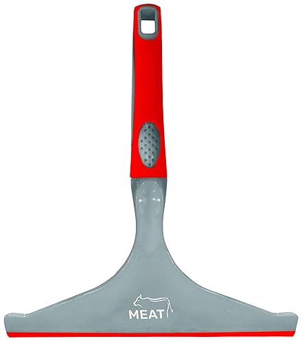 Meat Red Squeegee Counter Wiper - Table, Sink and Countertop Cleaner - Comfortable Handle Grip - Hanging Loop for Easy Storage - Color Coded Home