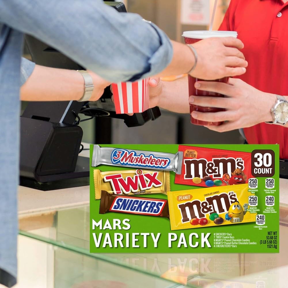 MARS CHOCOLATE SNICKERS, TWIX, MILKY WAY & 3 MUSKETEERS, Bulk Milk Chocolate Full Size Candy Bars, Halloween Chocolate Candy Variety Pack, 53.68 oz