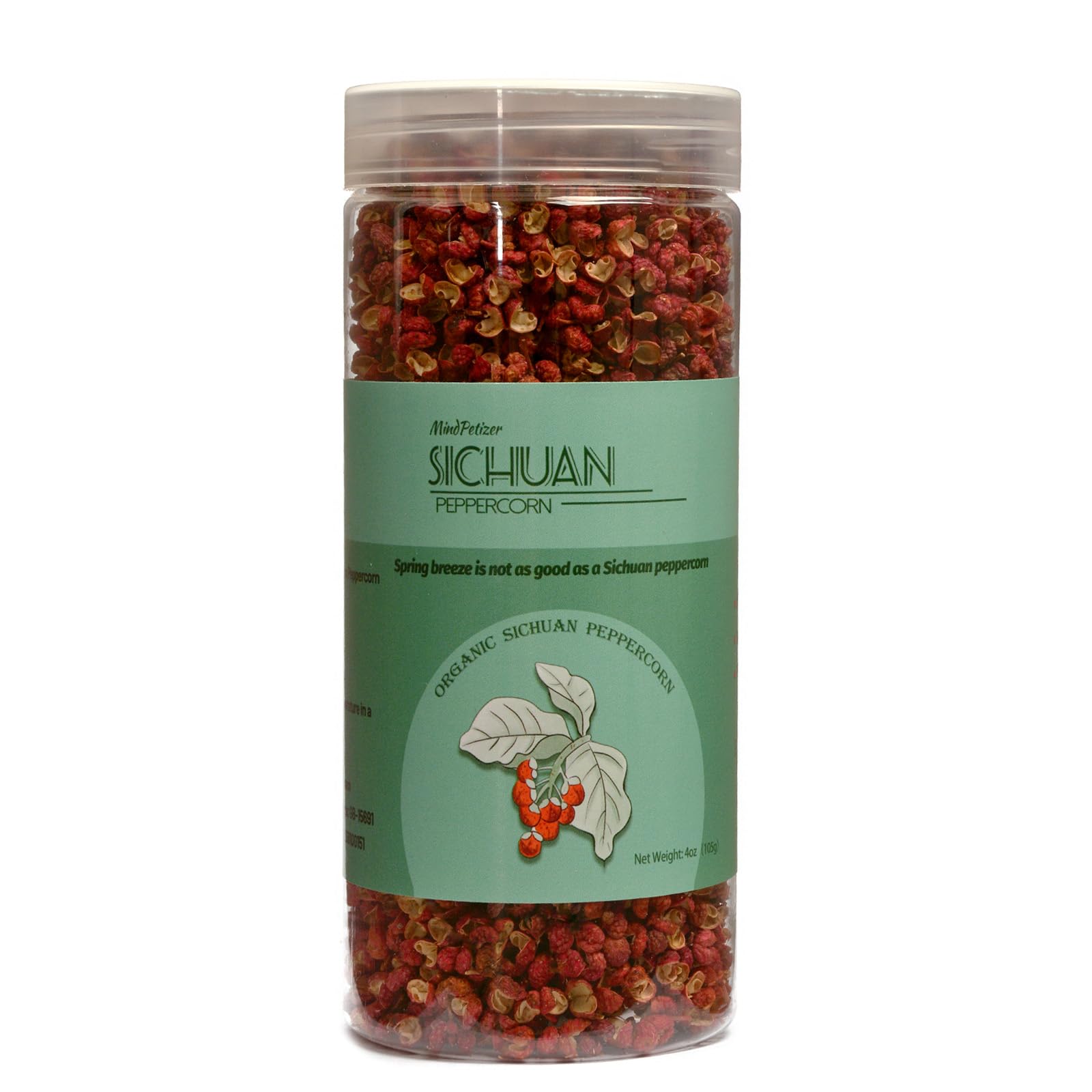 Sichuan Peppercorns Whole Organic 4OZ-Authentic Szechuan Red Peppercorns for Grinder Refill, Fresh Strong Flavor Seasoning for Chinese Dishes Mapo