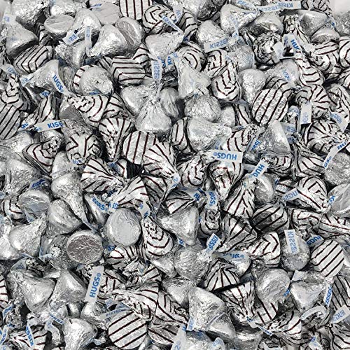 Hershey's Kisses, Hugs and Kisses Milk Chocolate Assortment, Silver Striped Foils, 6 Pounds