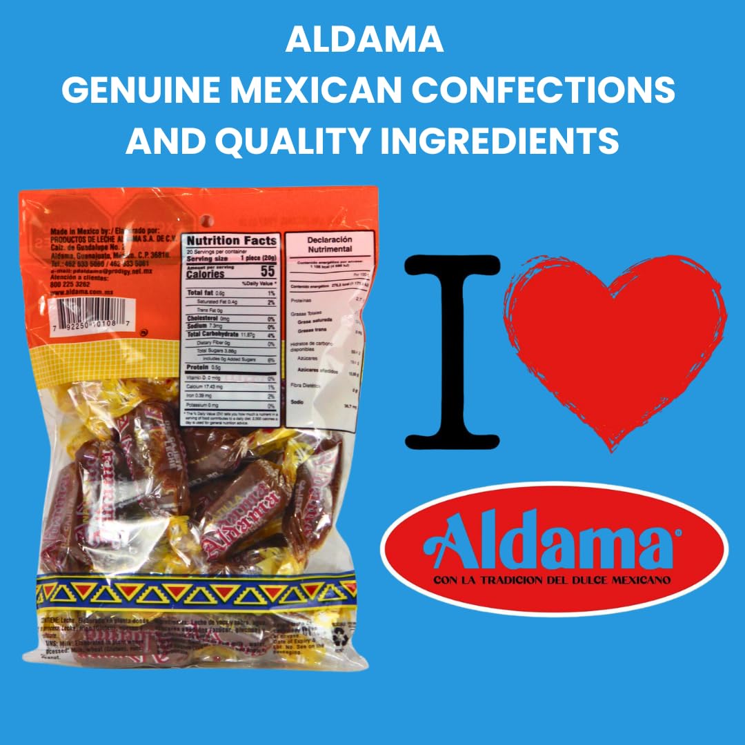 ALDAMA Natillas Chewy Caramel Milk Candy - Individually Wrapped, 14.1 oz (1-Pack, 20 Piece Per Pack)