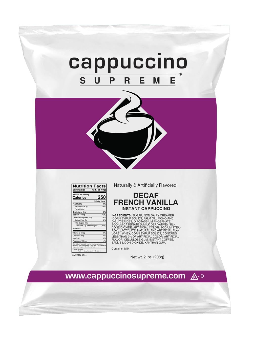 Cappuccino Supreme 2 lb bag Decaf French Vanilla Cappuccino Mix