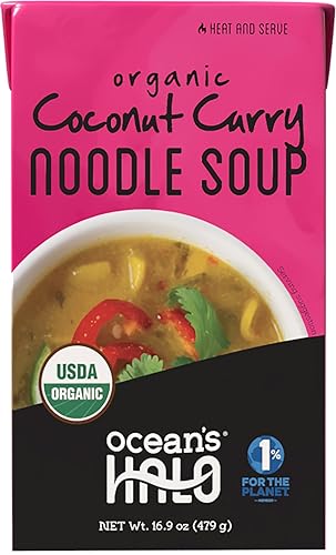 Ocean's Halo Organic Coconut Curry Noodle Soup, USDA Certified Organic, Vegetarian, Shelf-Stable, 16.9 oz