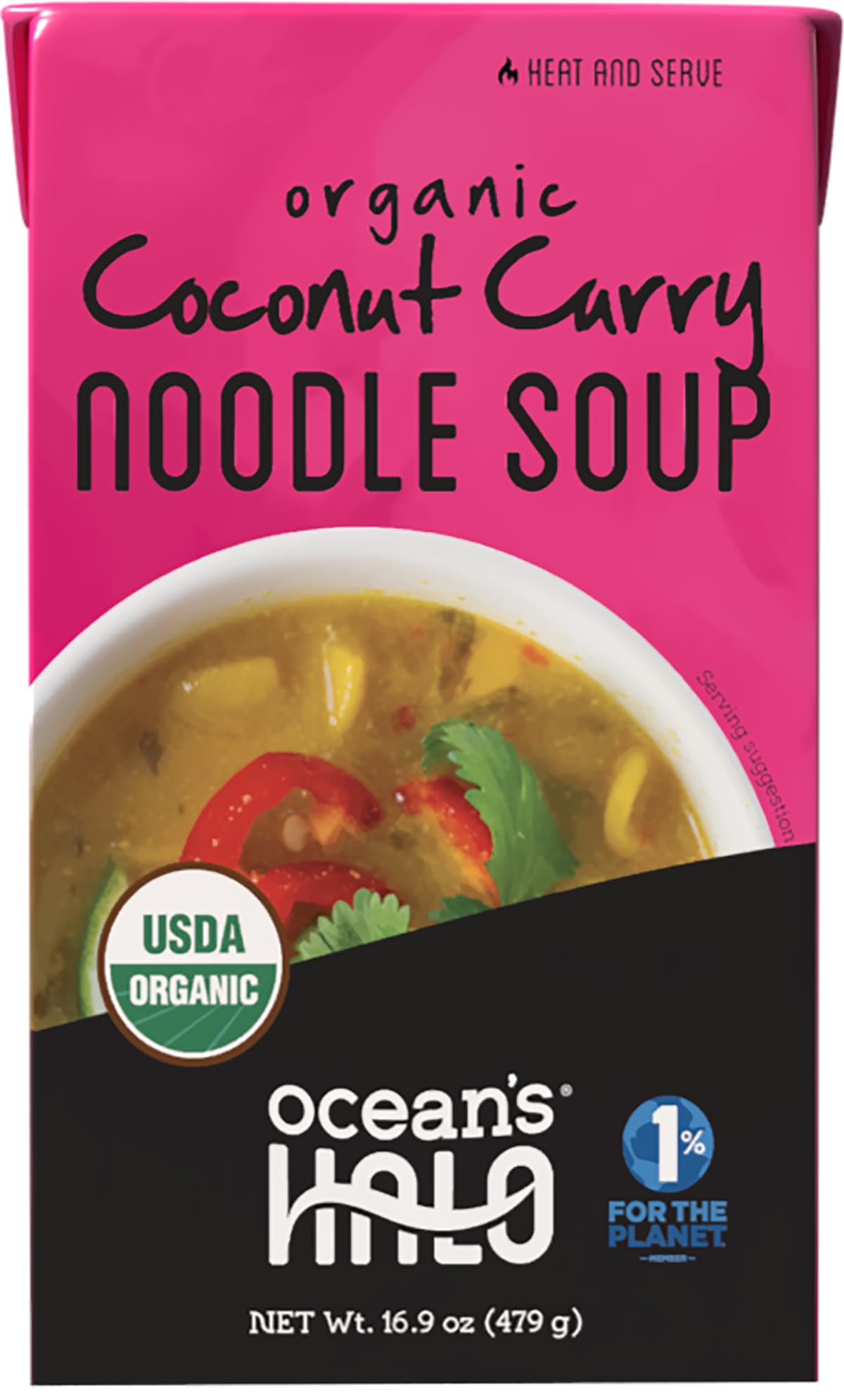 Ocean's Halo Organic Coconut Curry Noodle Soup, USDA Certified Organic, Vegetarian, Shelf-Stable, 16.9 oz