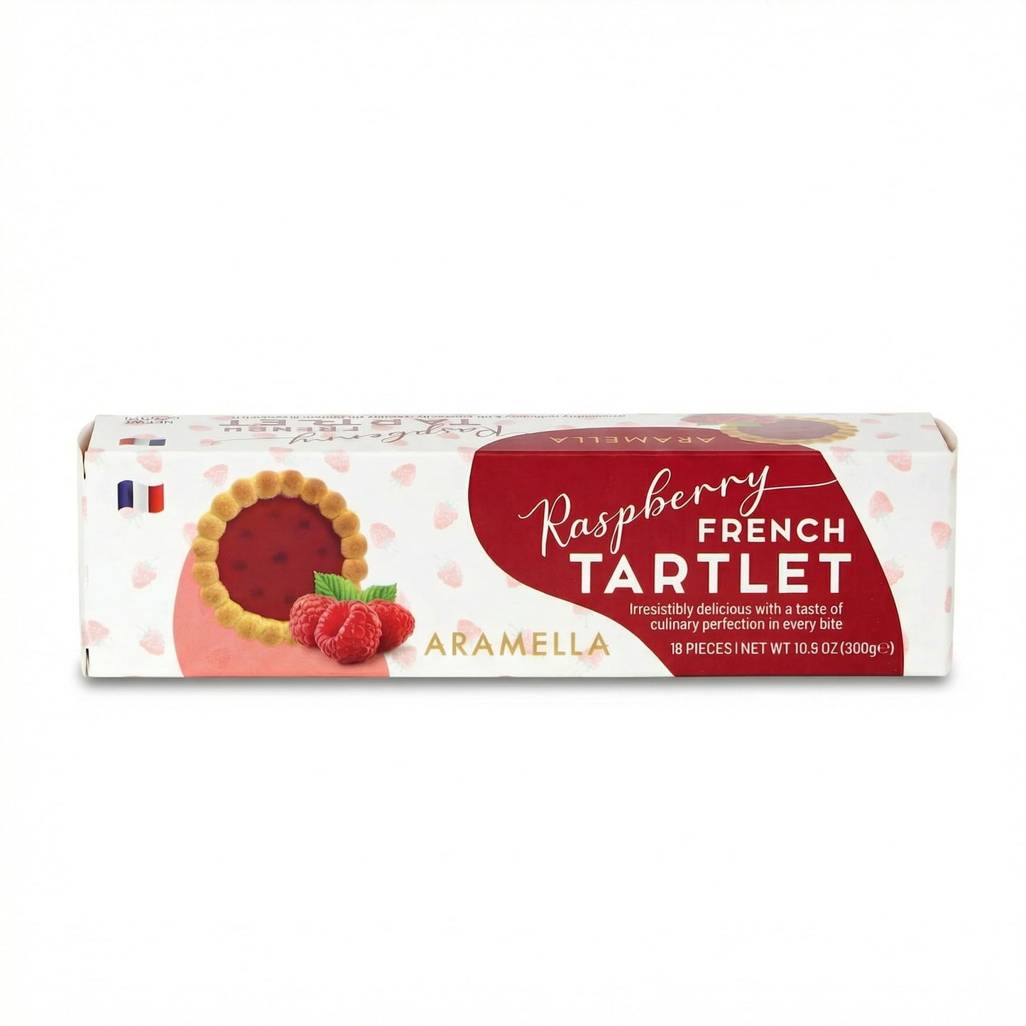 Aramella French Raspberry Tartlets - 16 Count - Authentic French Pastry with Buttery Crust & Real Raspberry Filling - 300g (10.5oz)