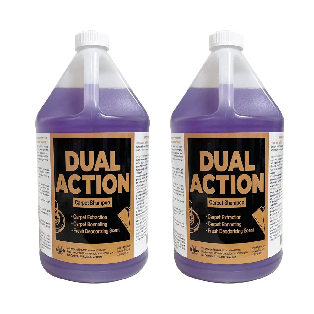 JANILINK Dual Action Carpet & Bonnet Shampoo, Deodorizing, Carpet Extraction, 1 Gal (Pack of 2)