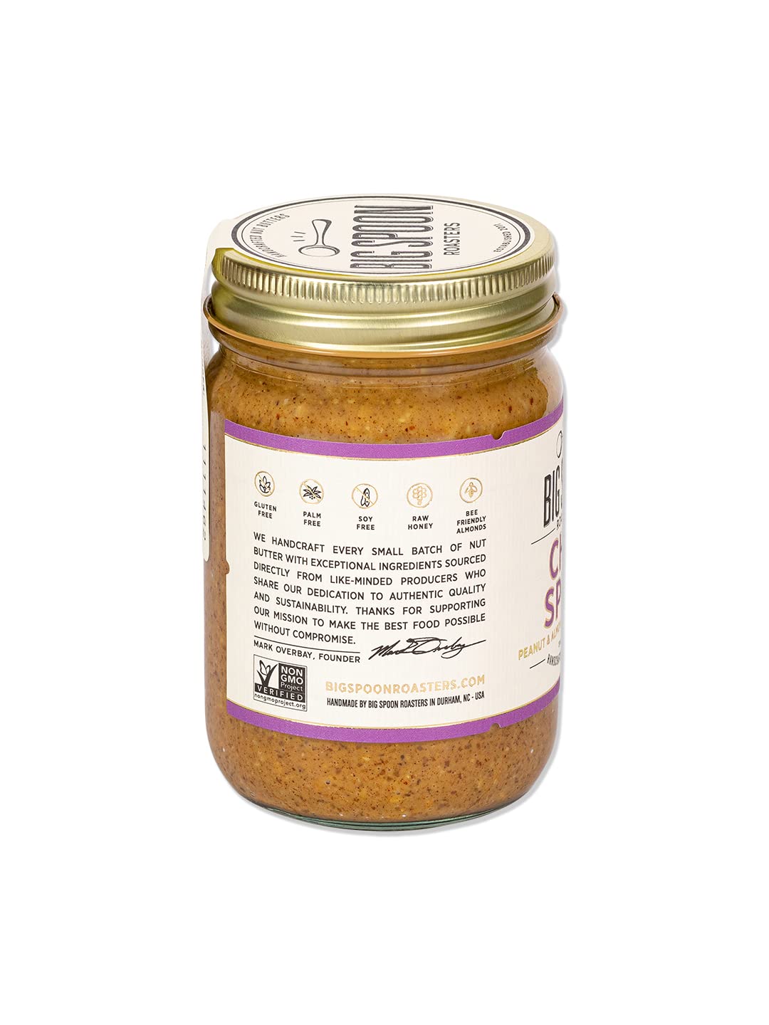 Big Spoon Roasters Chai Almond & Peanut Butter w/Raw Honey & Sea Salt - Keto Friendly, Low Sugar Almond Butter - Crunchy Almond Butter w/Bee-Friendly