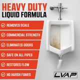 LVAP Heavy Duty Urinal Salt Remover - Made in USA - Commercial Grade Urinal Drain Cleaner & Odor Eliminator. Removes Salt, Calcium, Rust and Scale