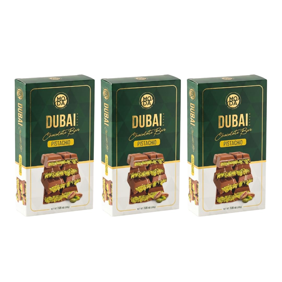 Moda Dubai Chocolate Bar - Premium Milk Chocolate with Pistachio Cream & Crispy Kataifi Filling, Gourmet Dubai Style Chocolate, Authentic Middle