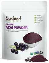Sunfood Superfoods Organic Acai Powder - Dried Acai Berry Powder Mix for Smoothie Bowls & Drinks, Fruit Source of Antioxidants, Gluten Free, USDA