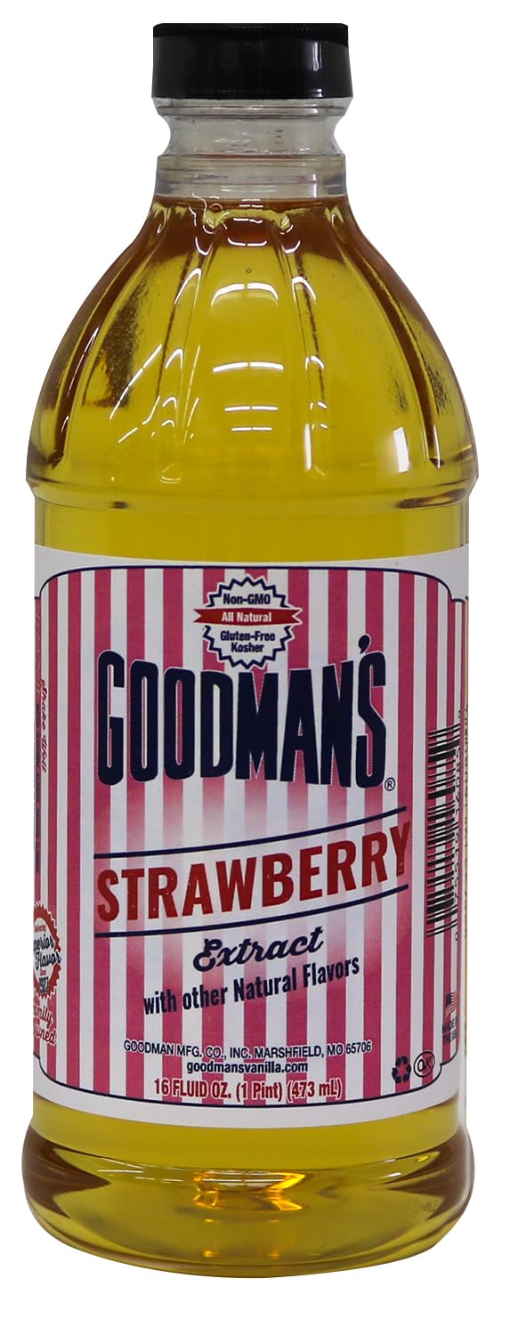 Goodman's Natural Strawberry Extract - Gluten-Free, Non-GMO, Kosher, Low Carb & Low Calorie, Low Alcohol, No Artificial Color, No Animal Products, No