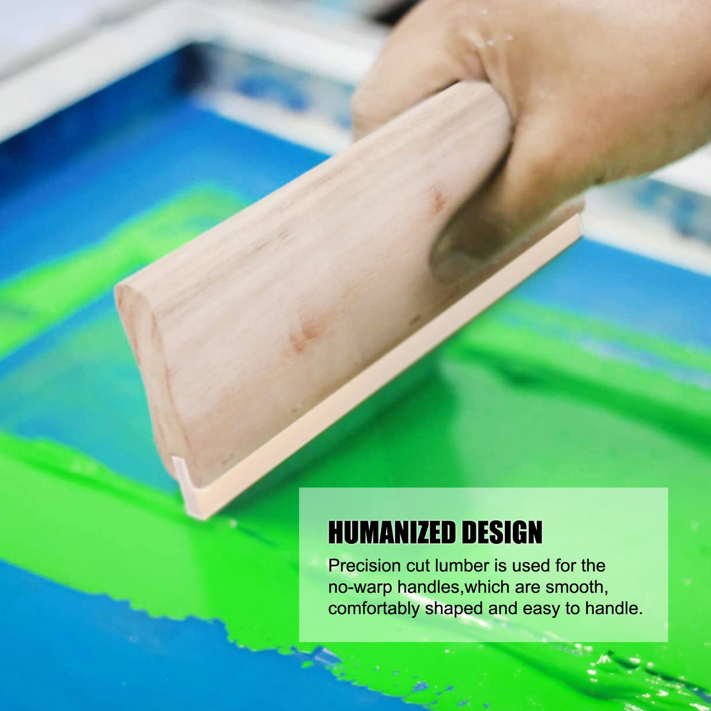 BREVELTION Silk Screen Printing Scraper Rubber Squeegee Wood Water for Ink Silk Screen Printing Manually 65 Durometer 9.4inch