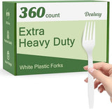 Dealusy 360 Count Extra Heavy Duty White Plastic Forks Disposable, BPA-Free, Heat Resistant, Solid and Durable Disposable Forks Bulk, Premium Plastic