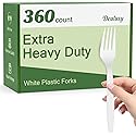 Dealusy 360 Count Extra Heavy Duty White Plastic Forks Disposable, BPA-Free, Heat Resistant, Solid and Durable Disposable Forks Bulk, Premium Plastic