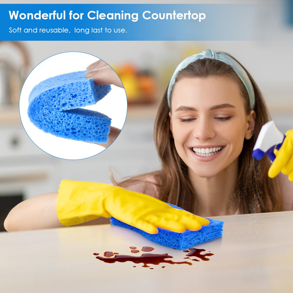 Wsivoiv 8PCS Dish Sponges Kitchen, Premium Blue Dish Washing Kitchen Sponge, Compressed Cleaning Sponges for Cleaning Kitchen and Bathroom, Non