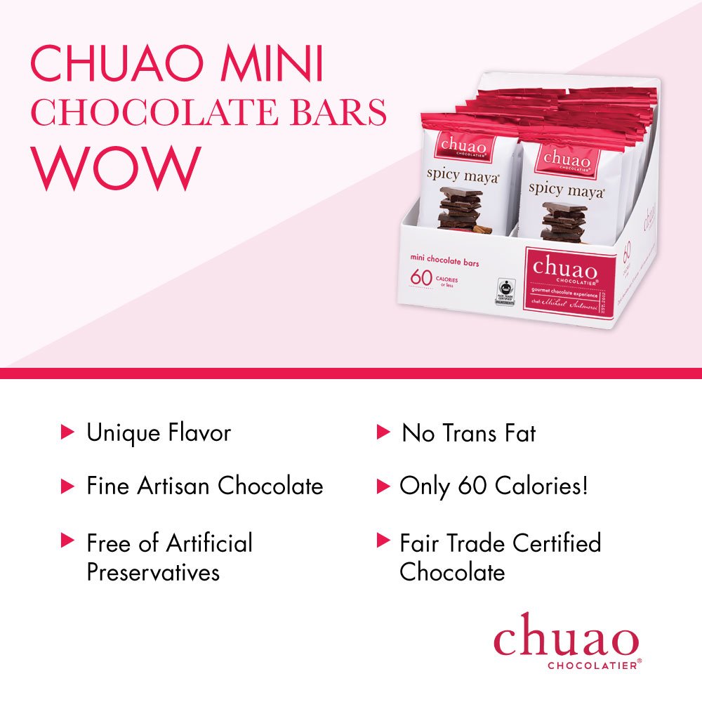 Chuao Chocolatier Spicy Maya Dark Chocolate Bars | Gourmet Cinnamon Cayenne Artisan No Preservatives | 24 Pack (0.39 oz each)