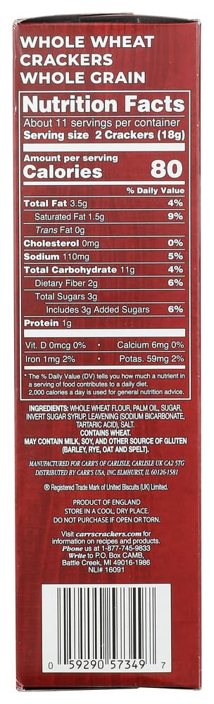 Carrs Whole Wheat Crackers 7.0 OZ (Pack of 12)