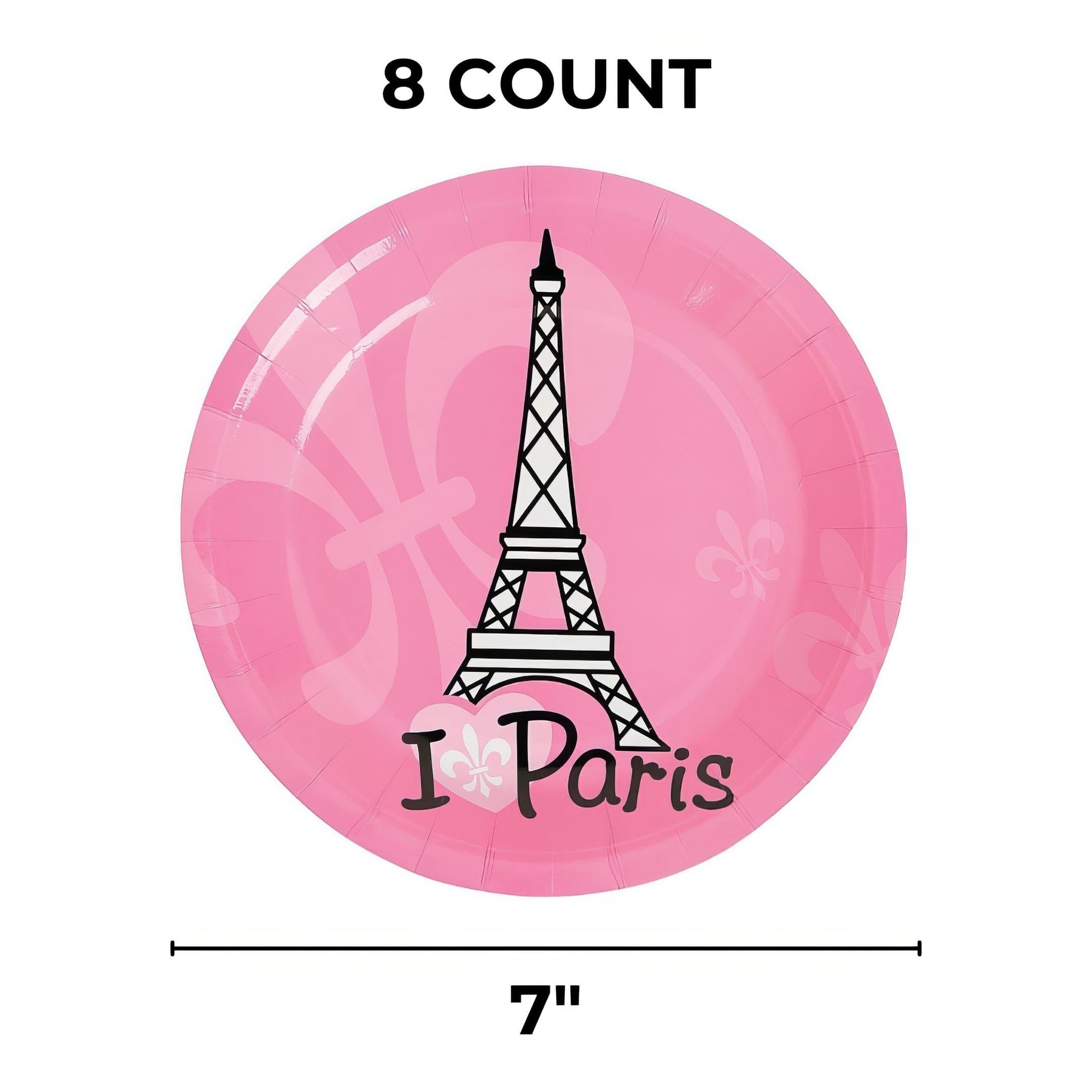 Fun Express Perfectly Paris Party Eiffel Tower Paper Dessert Plates - Multicolor Eiffel Tower Theme Party Decorations Disposable Paper Plates