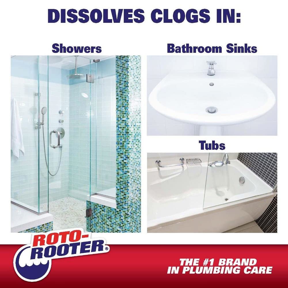 Roto-Rooter Hair Clog Remover l Dissolves Hair Clogs Faster l Safe on Pipes | 128 oz.