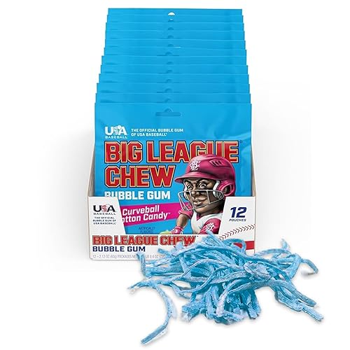 Big League Chew Curveball Cotton Candy Bubble Gum - Tasty Cotton Candy Delight | Ideal for Baseball Games, Teams, Concessions, Parties, and More |