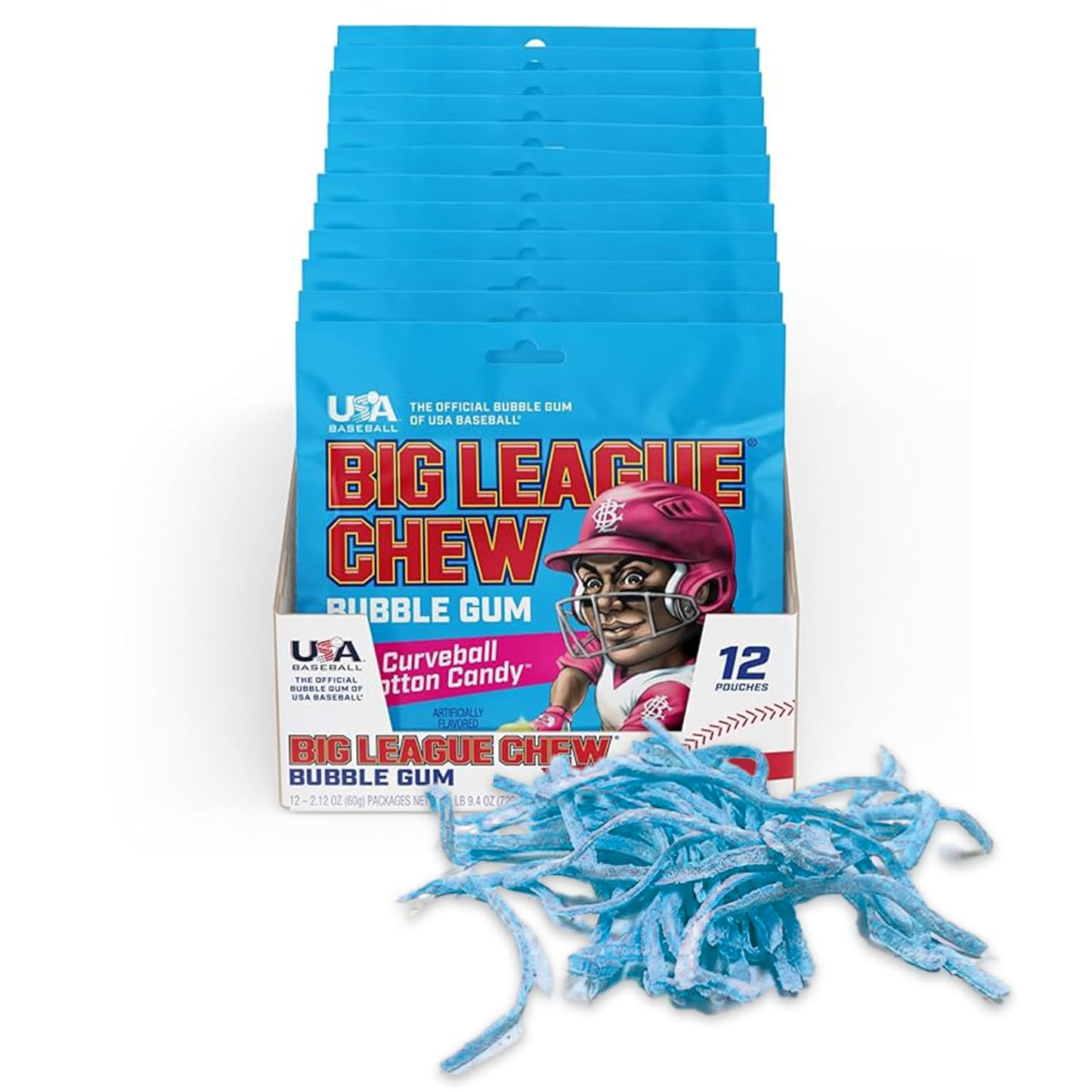 Big League Chew Curveball Cotton Candy Bubble Gum - Tasty Cotton Candy Delight | Ideal for Baseball Games, Teams, Concessions, Parties, and More |