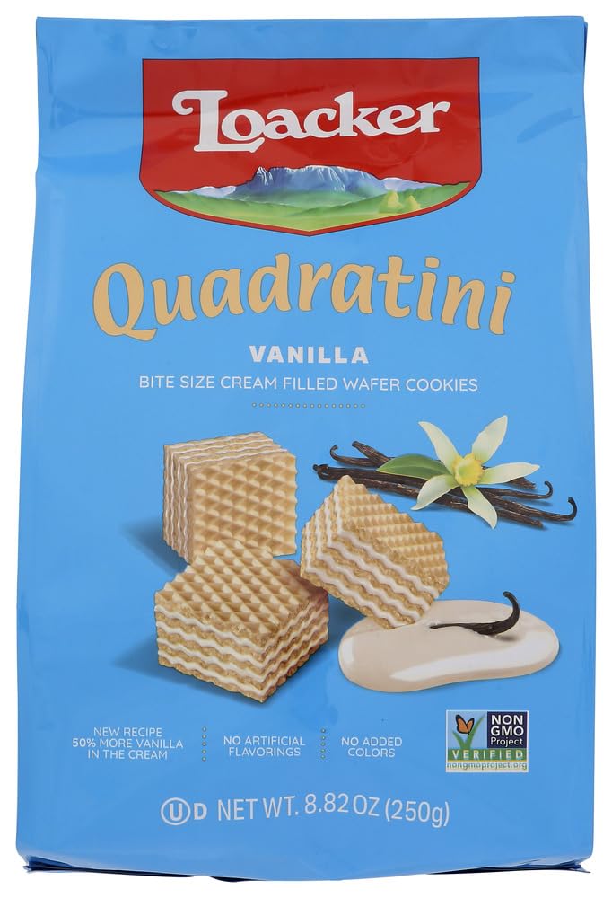 Loacker Quadratini Cube Vanilla Wafer, 8.83 Ounce - 8 per case.8