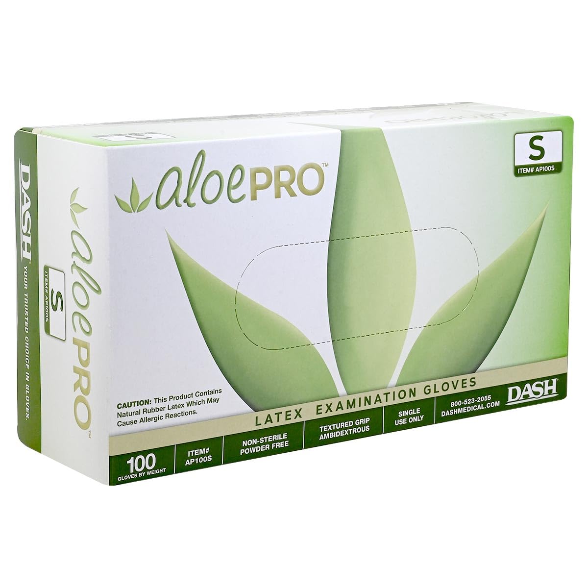 DASH AloePRO Natural Rubber Latex Exam Gloves - L | Powder-Free Medical Grade Gloves | Full Texture, Aloe-Infused Latex Gloves | 240mm Length, 1.5 AQL