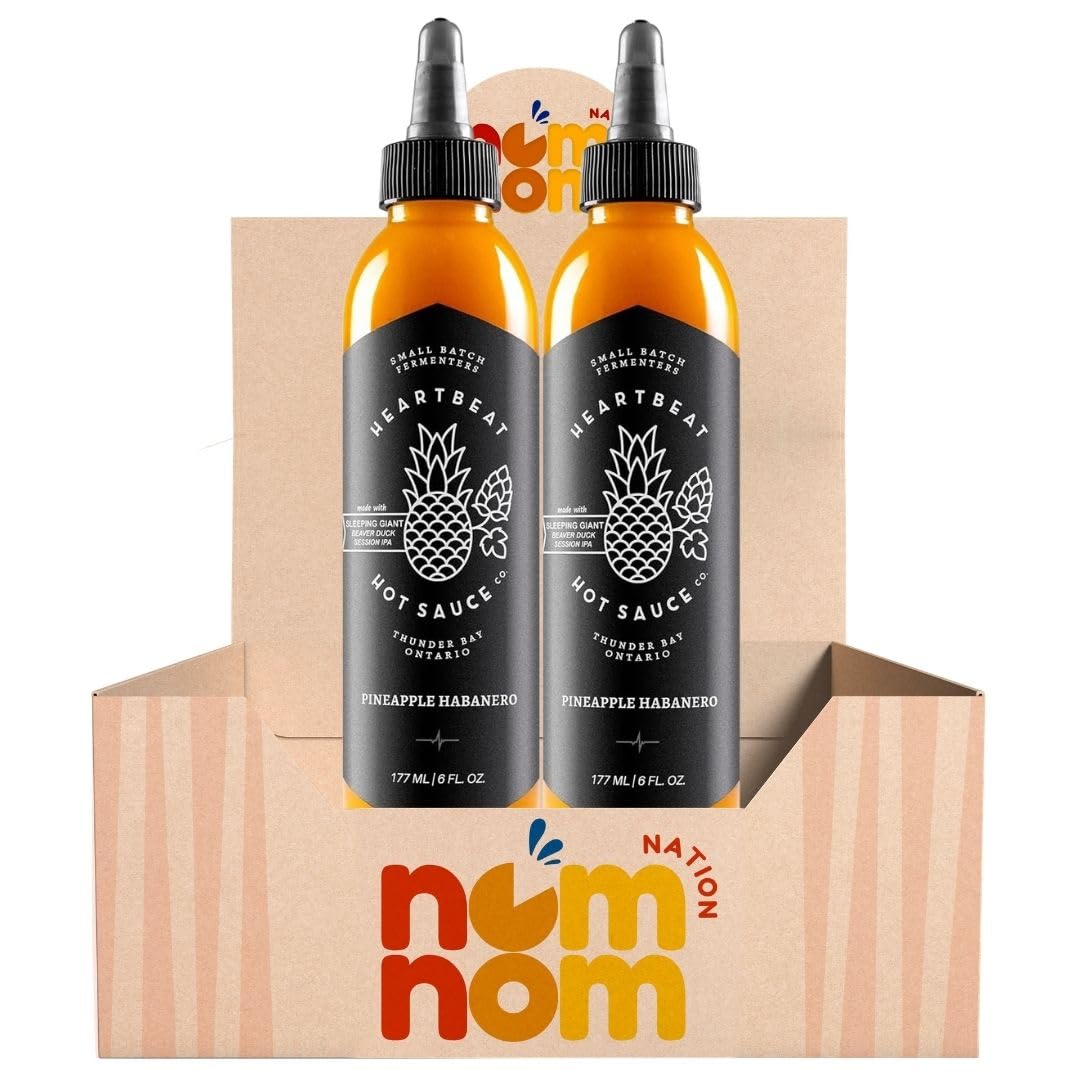 Heartbeat Hot Sauce Pineapple Habanero - (Pack of 2, 6 fl. oz.) Bottles - Habanero Hot Sauce for Tacos, Wings and Grilling - Mango Habanero Sauce
