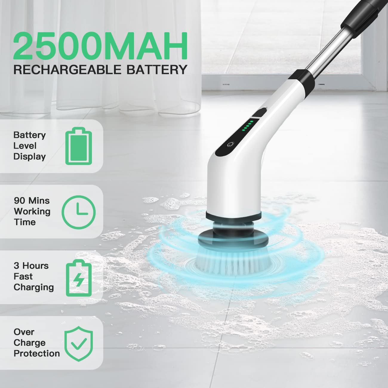 Electric Spin Scrubber Cordless Bath Tub Power Scrubber Bathroom Cordless Cleaning Brush with 7 Replaceable Drill Brush Heads Shower Cleaning