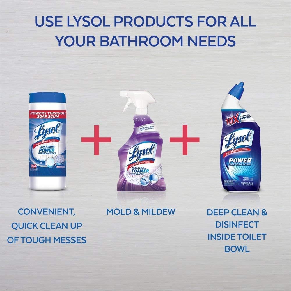 Lysol Mold and Mildew Remover, 2 Pack Bathroom Cleaner Spray, Whitens and Removes Soap Scum and Stains on Tiles, Grout, Bathtubs, Toilets, Sinks, 32