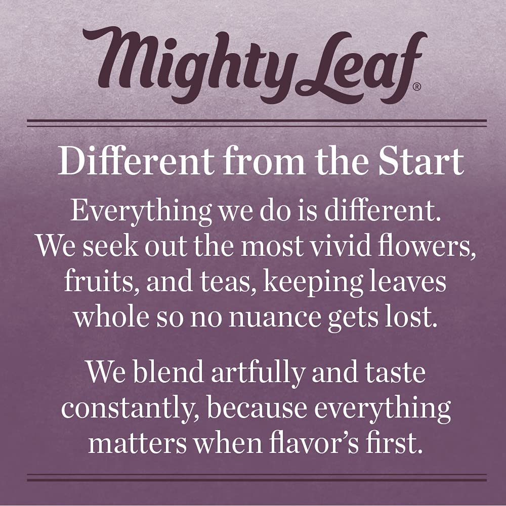 Mighty Leaf Wild Berry Hibiscus Herbal Tea Bags, Caffeine-Free, Elderberry, Blueberry, and Strawberry Flavors, 90 Count (6 Boxes of 15 Bags)