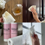 Reusable Cleaning Cloths - Lint-Free Ultra Absorbent Non-Woven Kitchen Cleaning Towels, Reusable Cleaning Wipes Roll, 2 Rolls, 100 Sheets, 25×25 cm