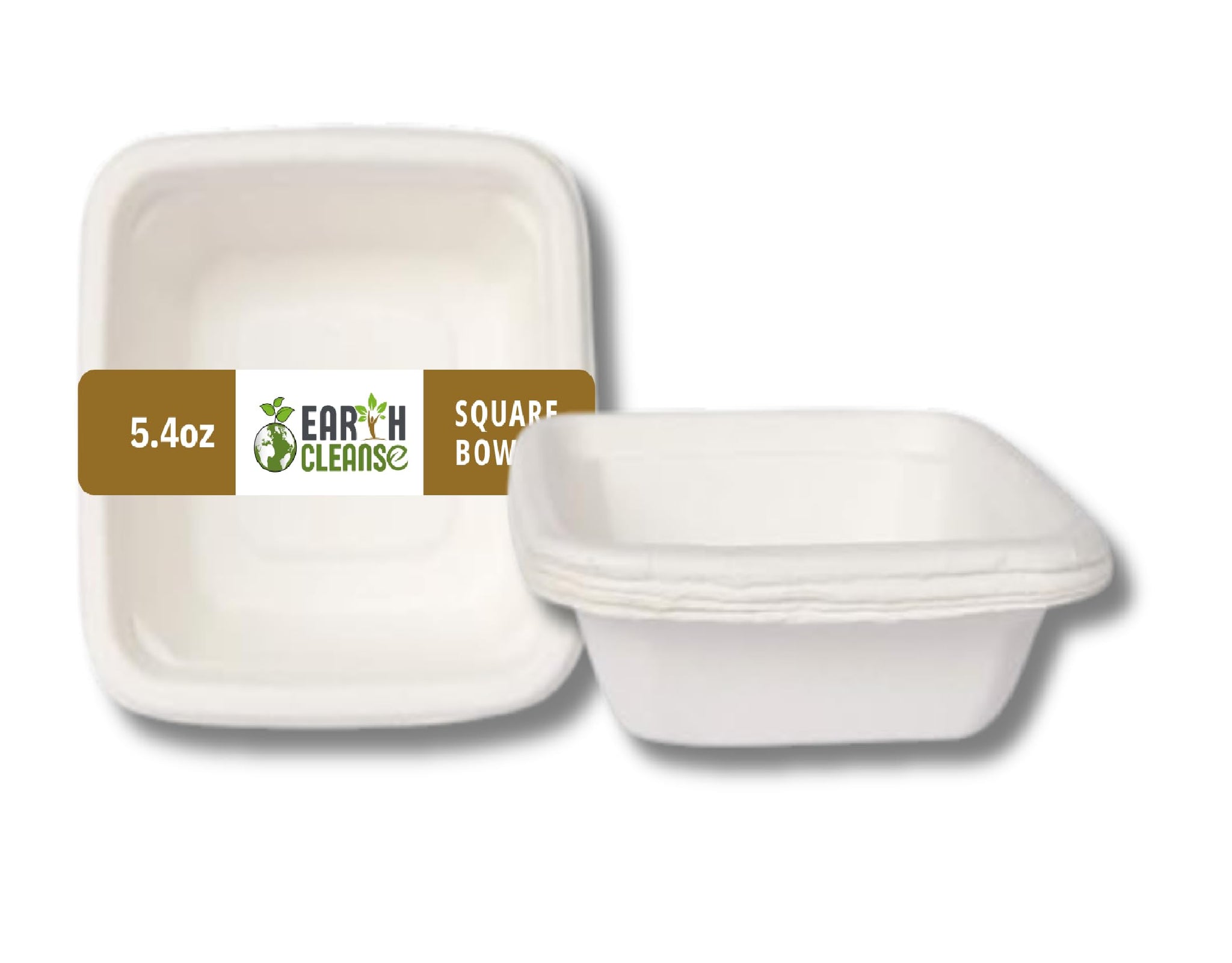EARTH CLEANSE Bagasse 4-Inch Square Bowls, Eco-Friendly, Compostable, Biodegradable Disposable Tableware for Snacks, Sides, Desserts, Parties, Events