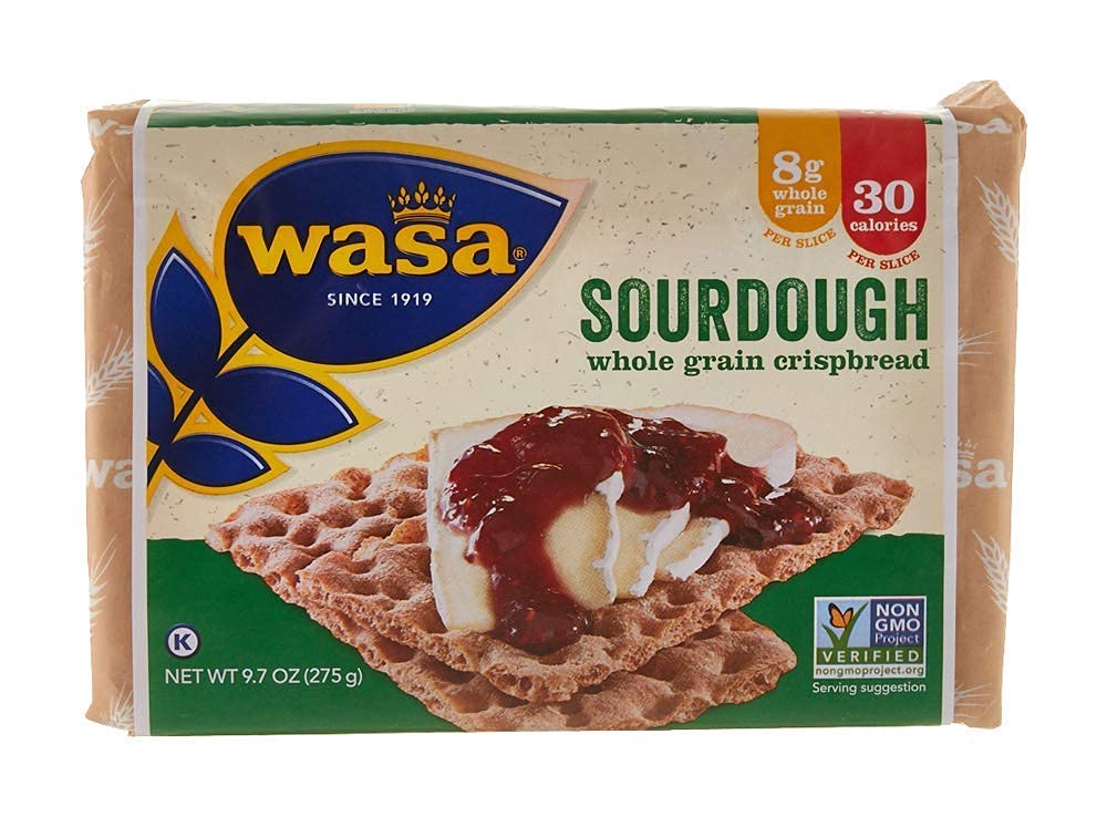 Wasa Sourdough Crispbread, 9.7 oz, Crackers, Non-GMO Ingredients, Good Source of Fiber, Fat Free