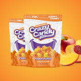 Freeze Dried Peach Ring-Style Candy, Crazy Candy Peach Puffs - Intense Fruity Crunchy Candy, Sweet & Tart Peach Flavor, Gummy to Crisp Snack
