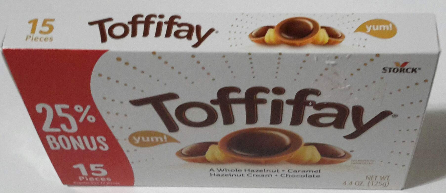 Storck Toffifay, A Whole Hazelnut, Caramel Hazelnut Cream, Chocolate Candy, 15 Pieces Per Box, 4.4 OZ