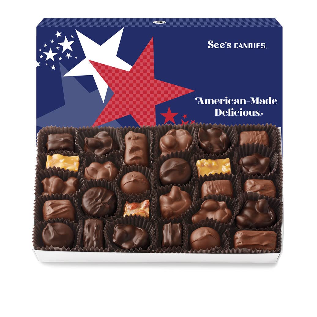 See's Candies 2 lb Patriotic Stars & Stripes Nuts & Chews